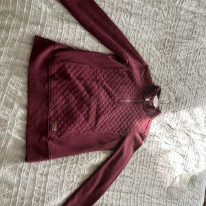 L.L. Bean Maroon Quilted Pullover
